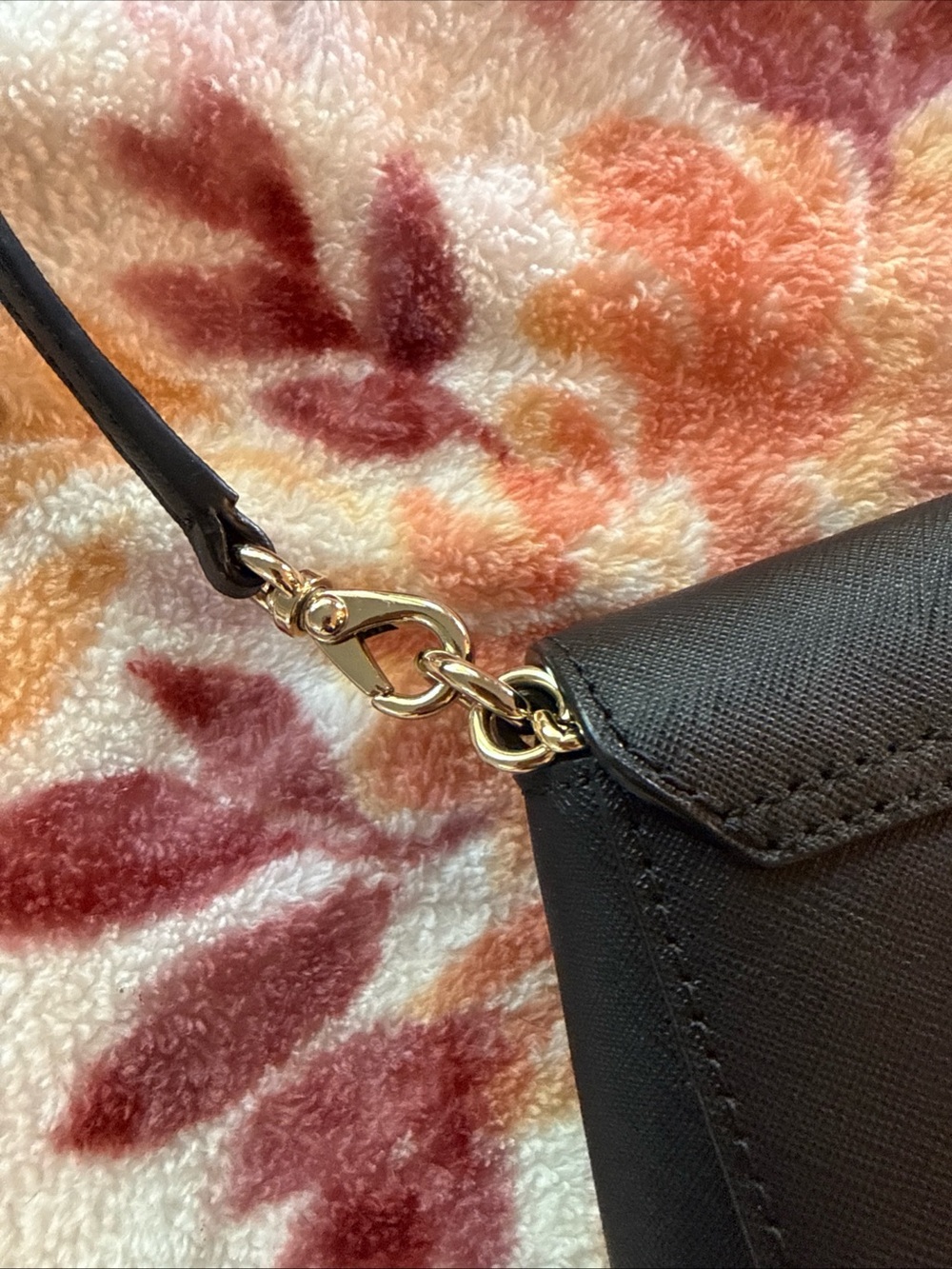 kate spade Black Saffiano Leather Crossbody with Gold Chain - Picture 8 of 13